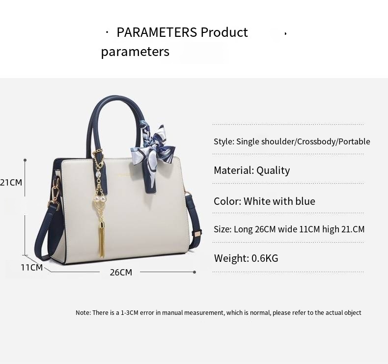 2025 New Faux Leather Satchel Handbag with Pearl Tassel Charm